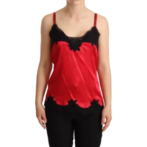 Dolce & Gabbana Enchanting Red Silk Blend Lace Camisole