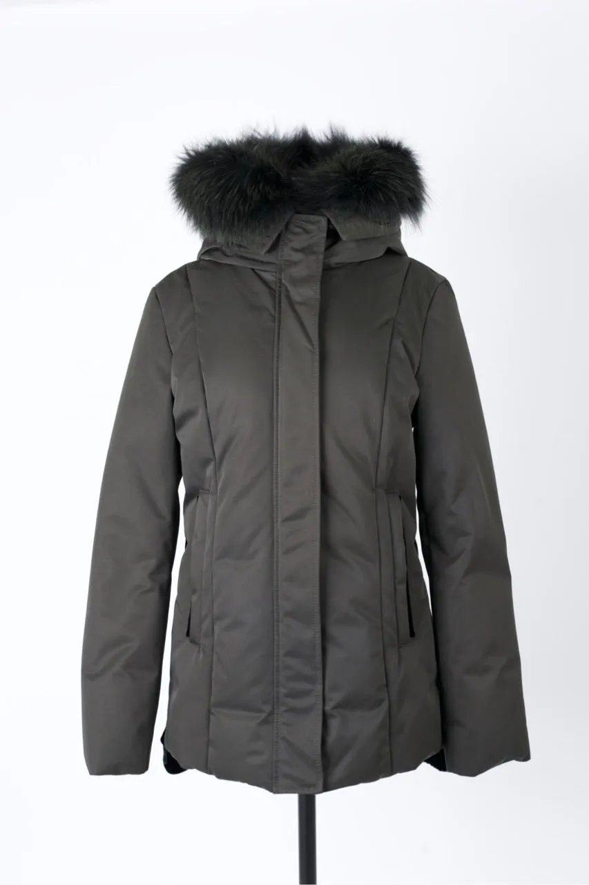 Down Parka Jacket W/ Fur Trim & Hood