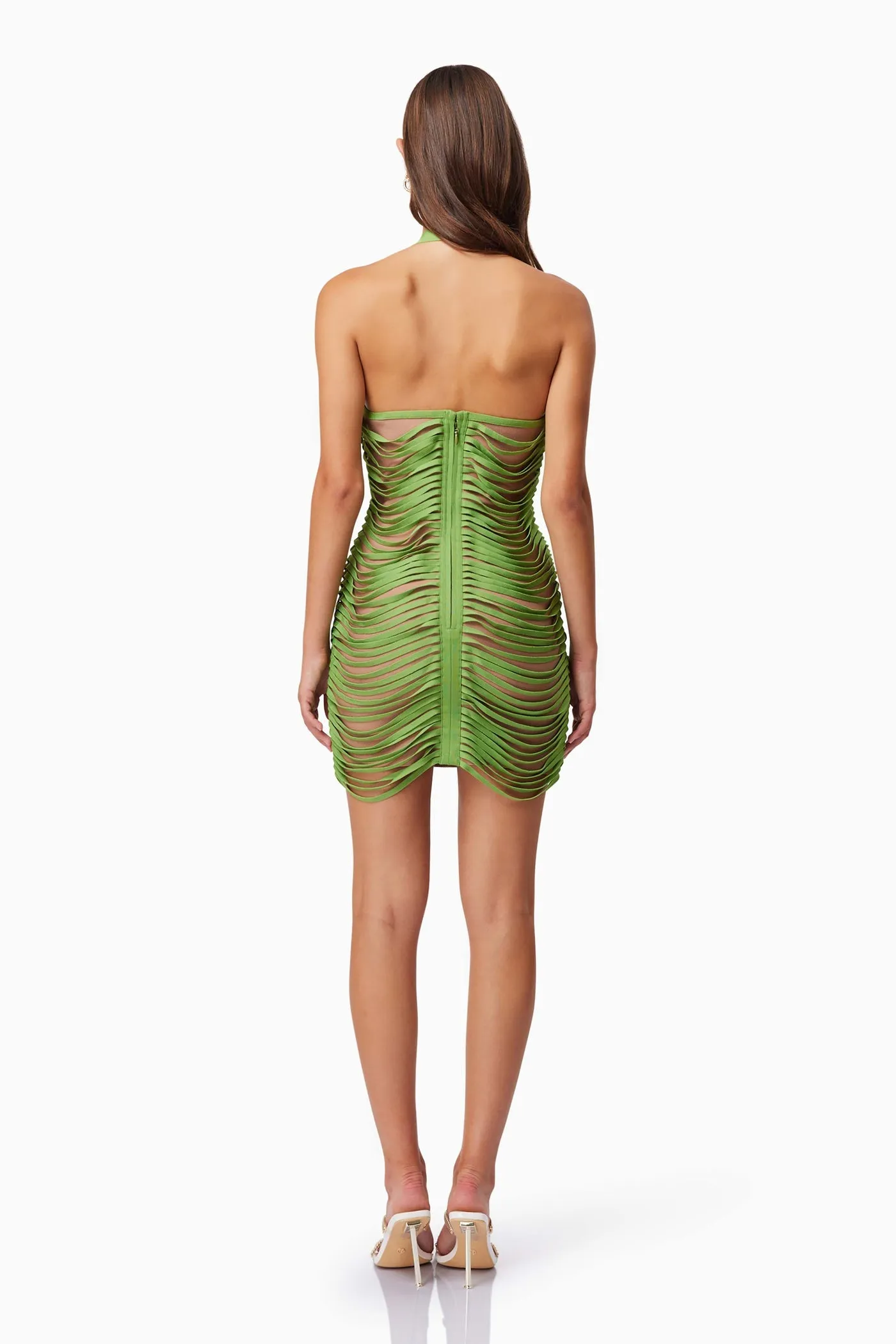 Elliatt Stella Halter Neck Mini Dress In Green