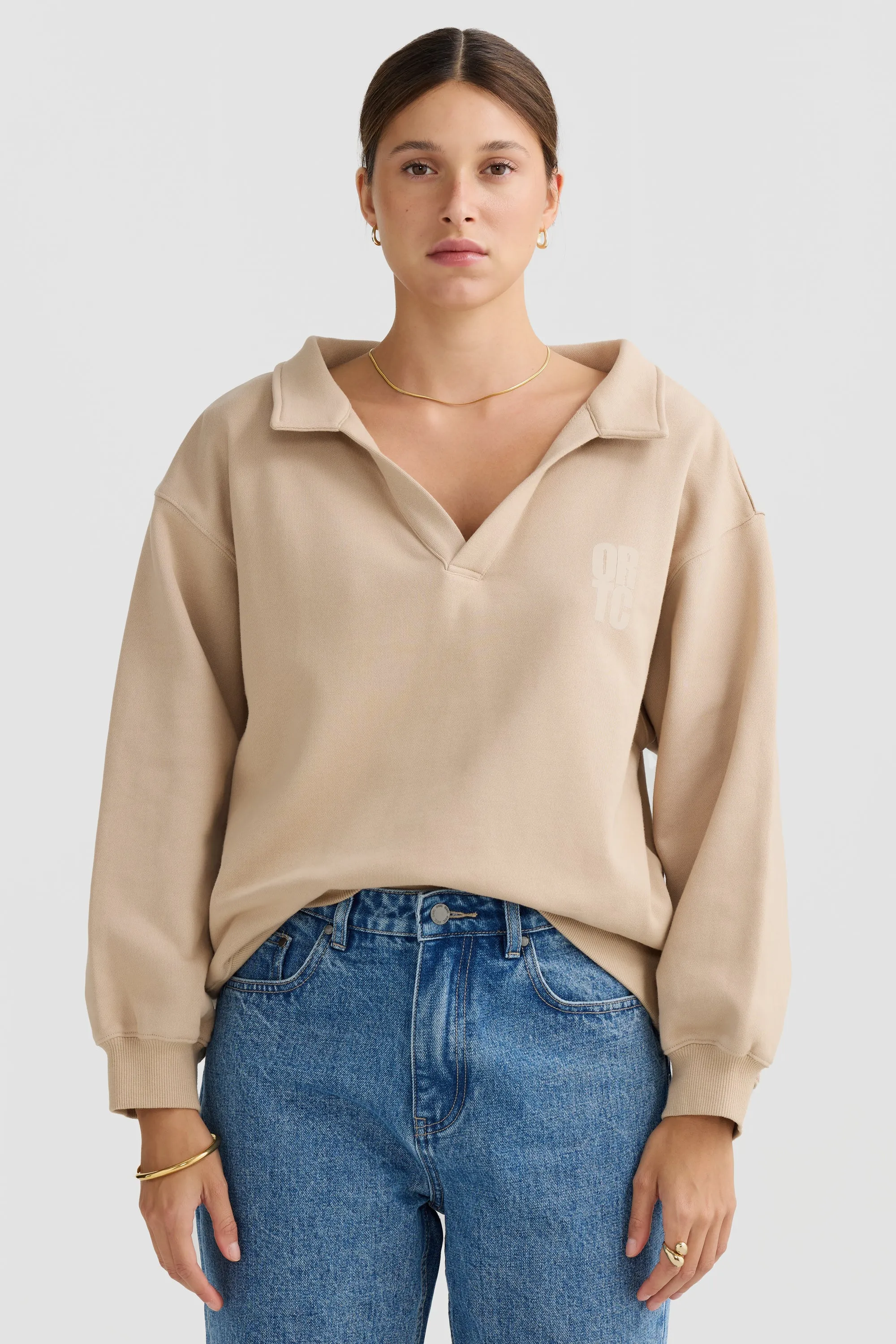 Emery Polo Sweater Taupe