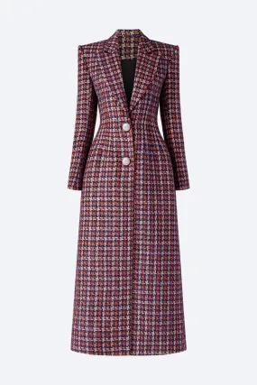 Emma Structured Notch Lapel Tweed Midi Trench Coat