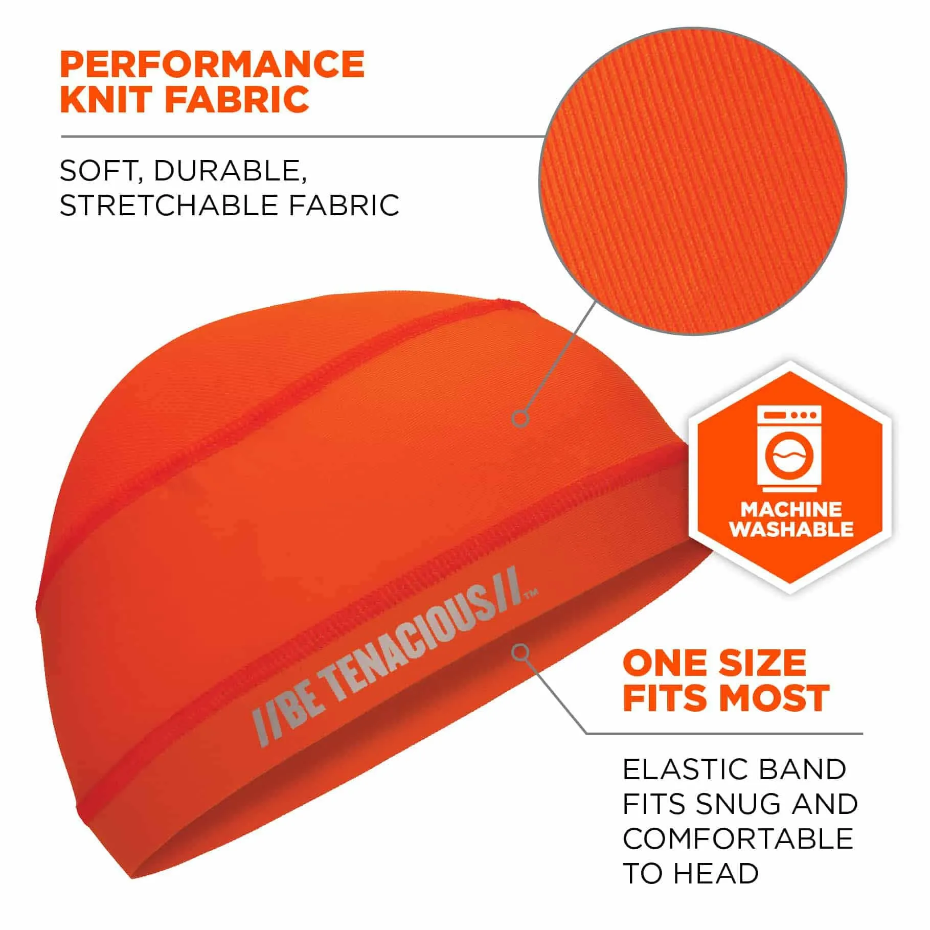 Ergodyne 12688 6632  Orange Cooling Skull Cap - Performance Knit