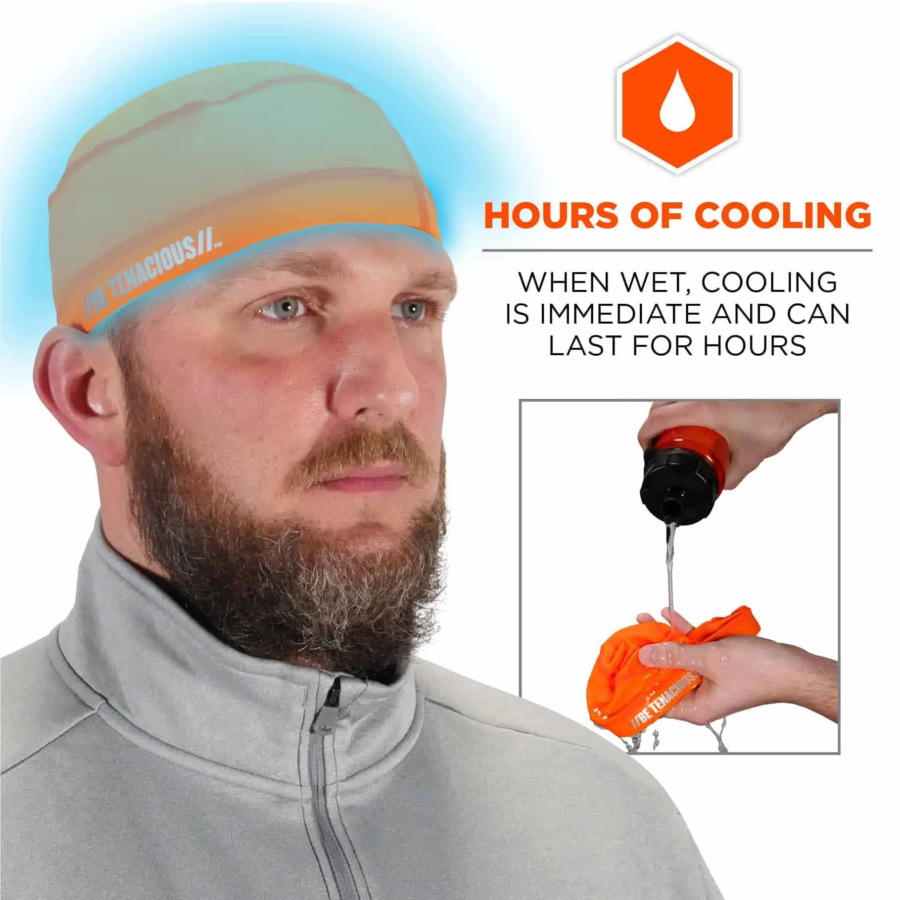 Ergodyne 12688 6632  Orange Cooling Skull Cap - Performance Knit