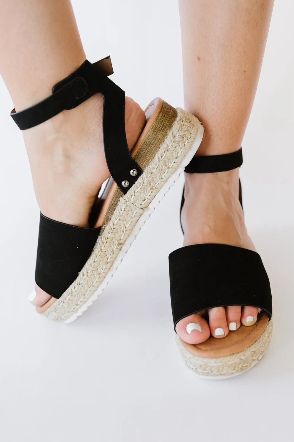 Every Step Espadrille Platform Sandal in Black