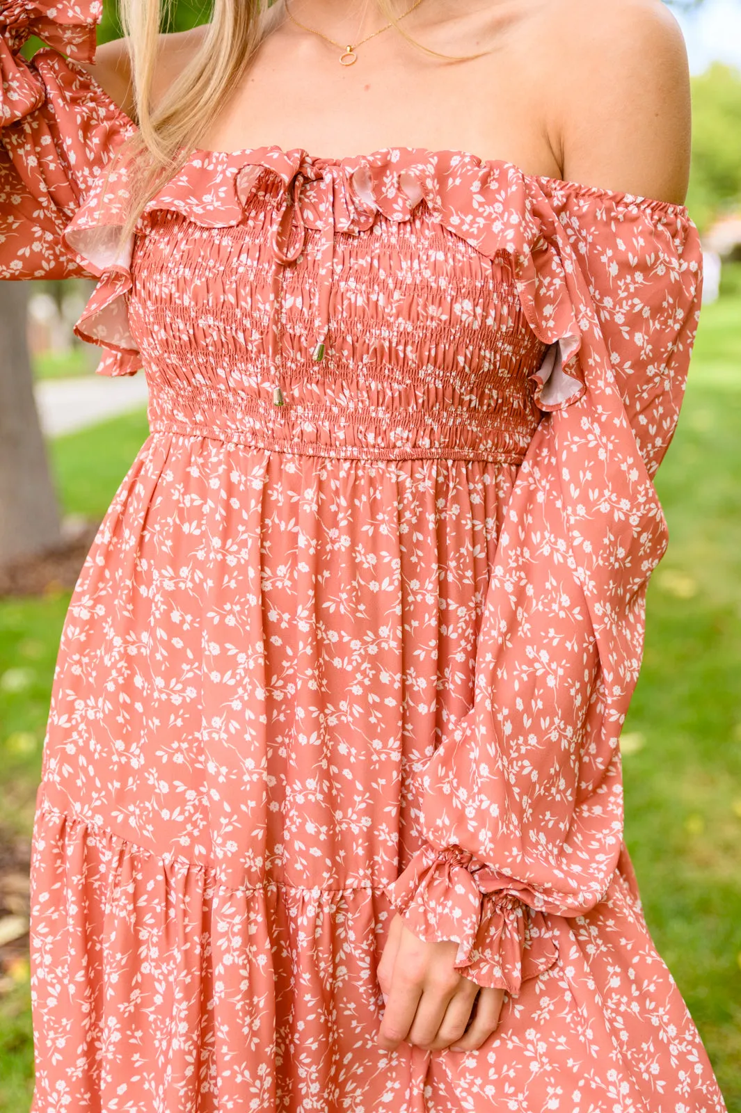 Fall Maxi Dress Now Is Your Chance Floral Midi Dress In Rust -SALE-