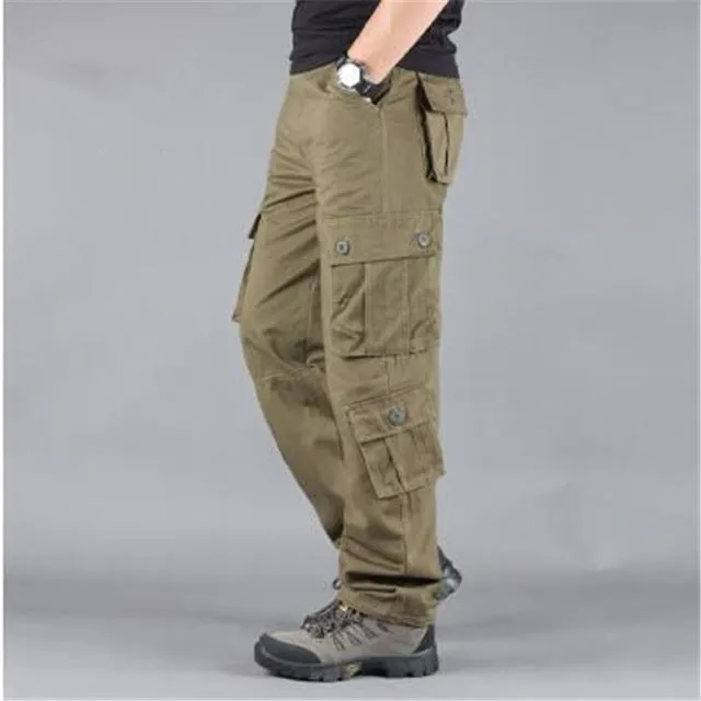 Fashion Military Style Men's Cargo Pants Casual Multi Pockets Tactical Military Pants Spring Cotton Army Trousers Men 8 Pockets