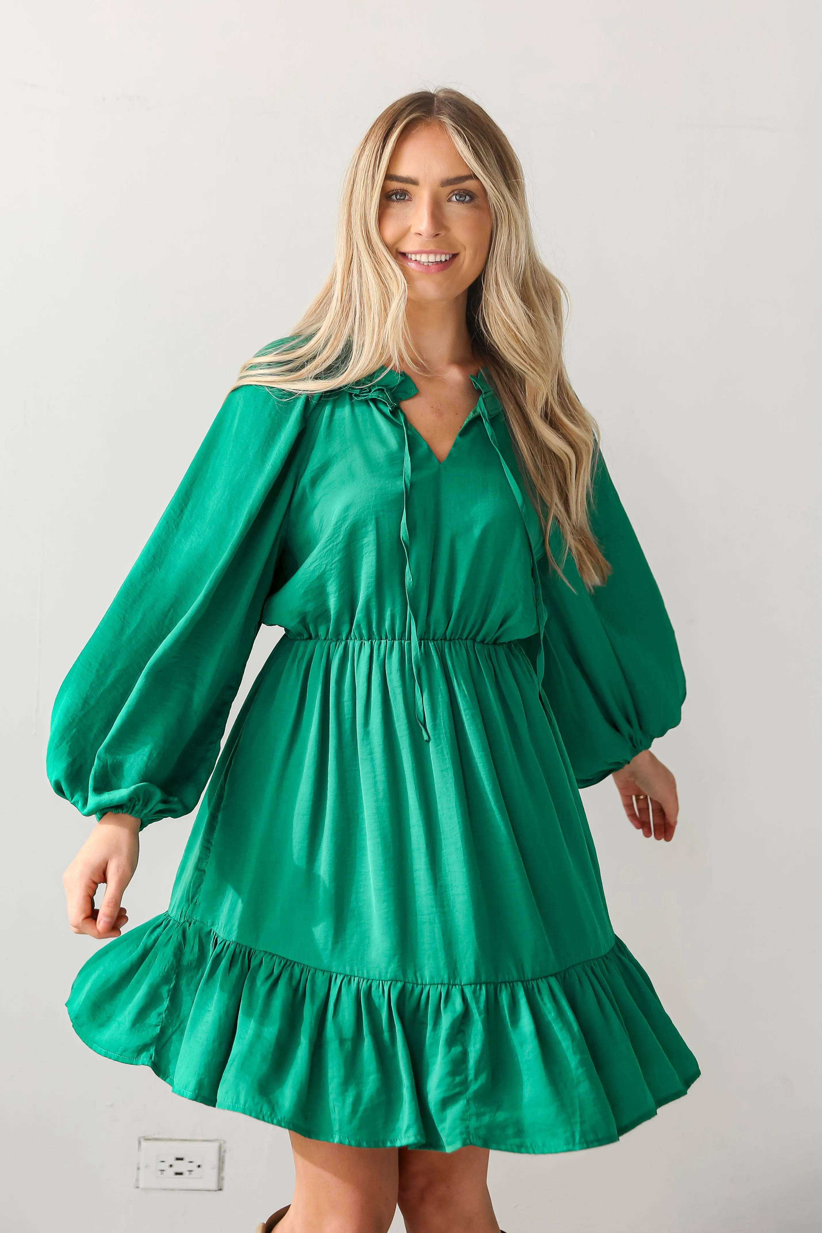 FINAL SALE - Limitless Radiance Kelly Green Mini Dress