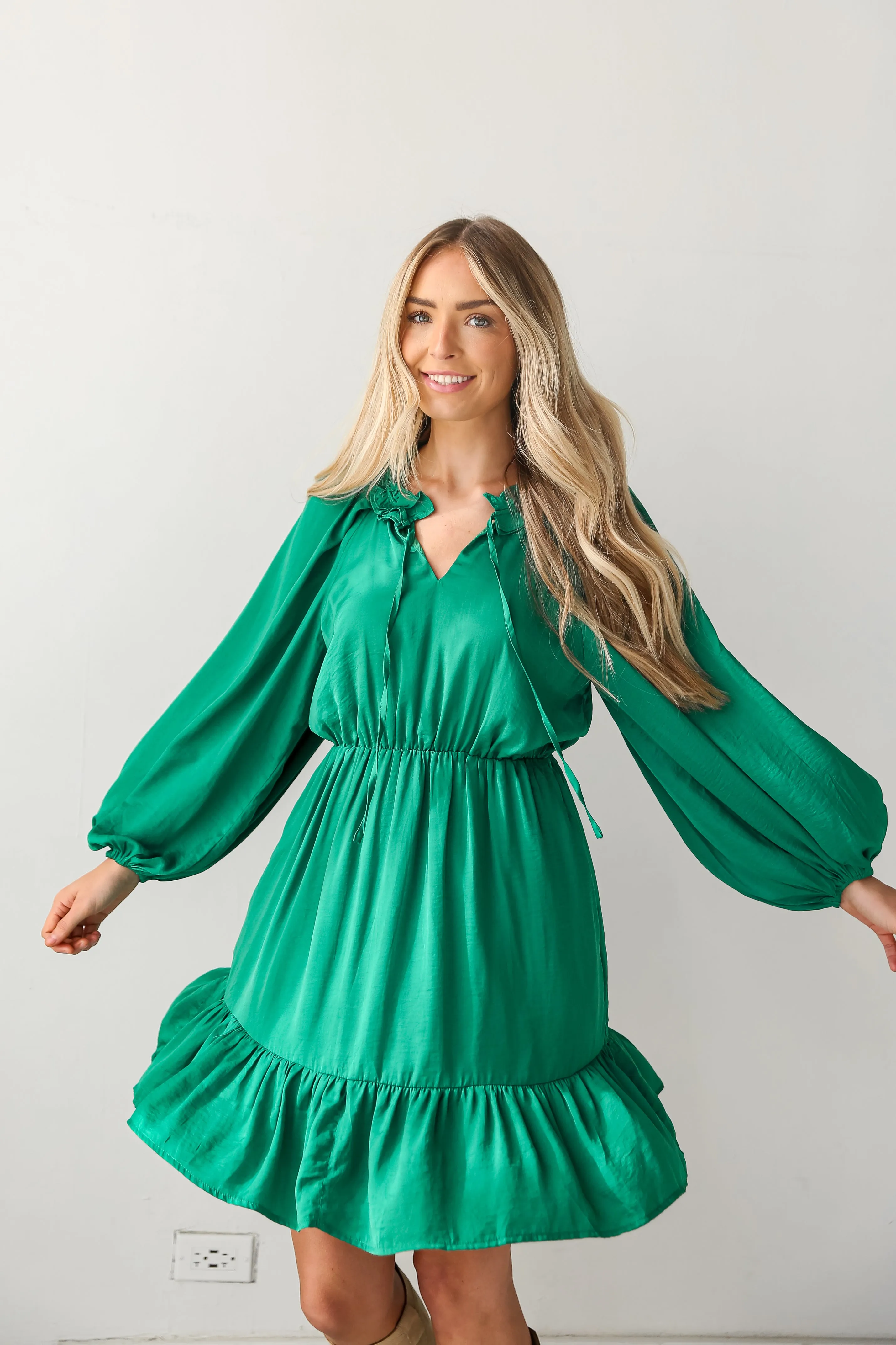 FINAL SALE - Limitless Radiance Kelly Green Mini Dress