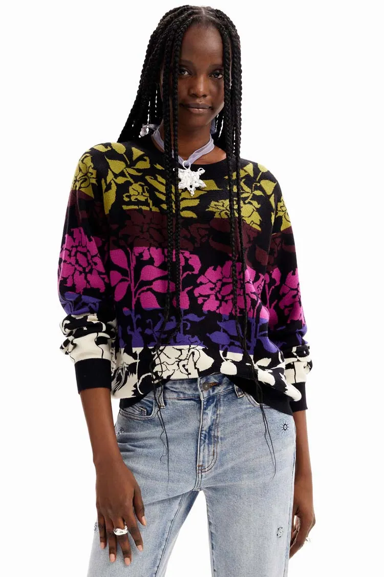 Floral Bands Jacquard Pullover | FINAL SALE