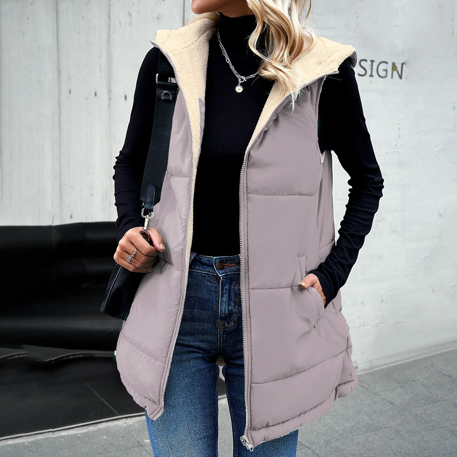 Flytonn-Fall Outfits Women Outwear Streetwear -women's outerwear women's coat Women's Loose Medium-Length Hooded Cotton Vest