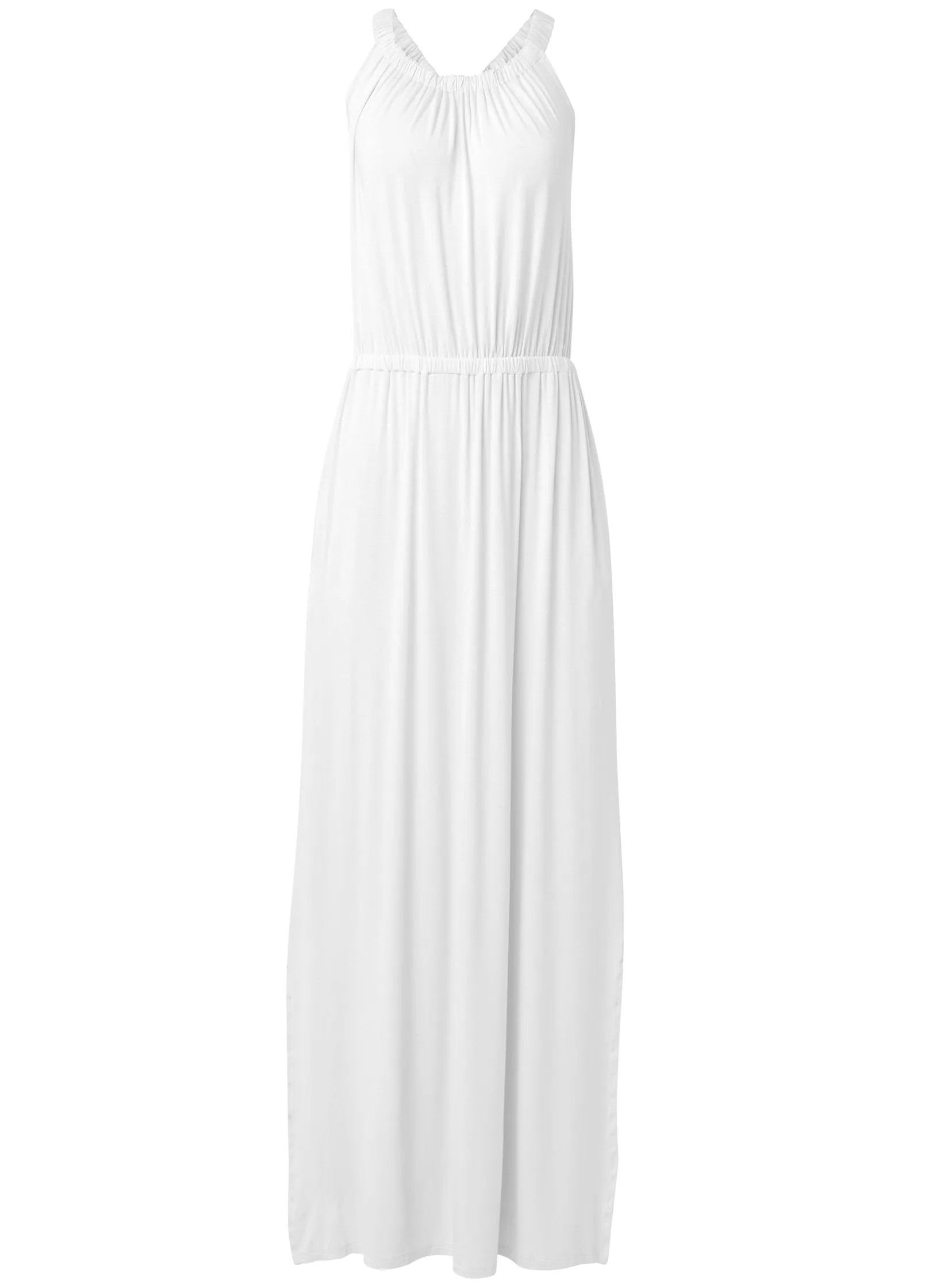 Gathered Neckline Maxi - Pearl White