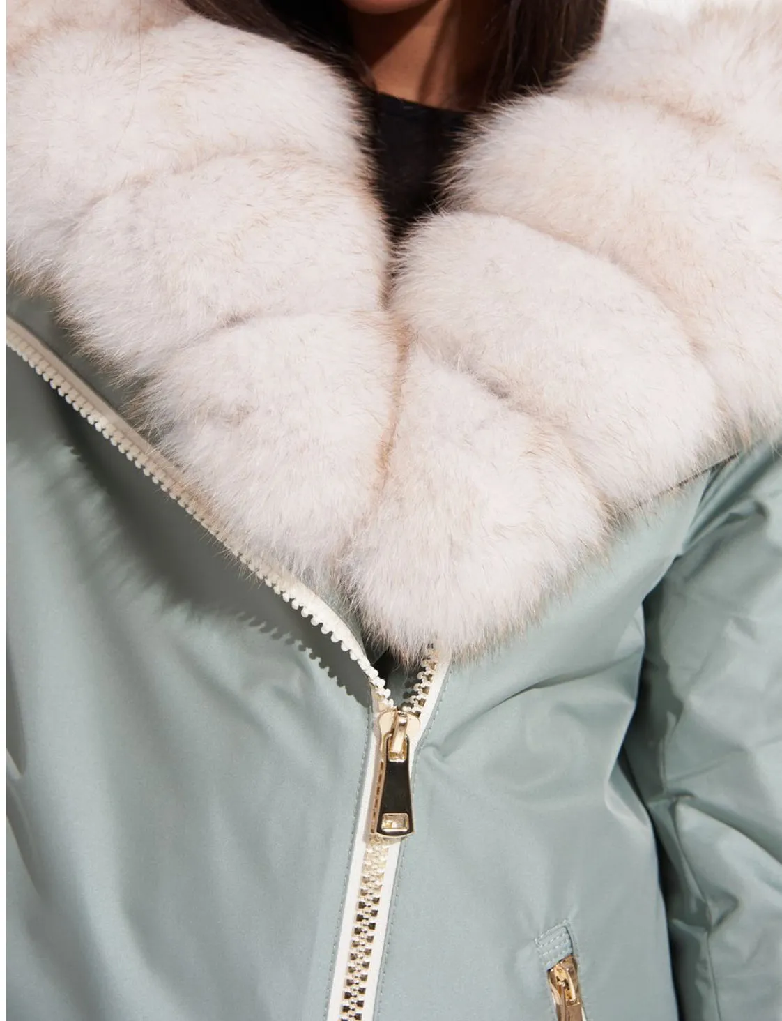 Genuine Polar Fox Fur Trim Rabbit Fur Insulated Parka