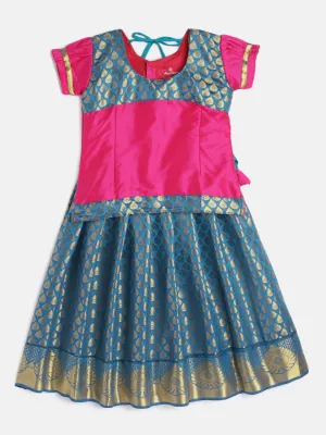 Girl's Rose Color Pavadai Set - BABY LAKSHMI