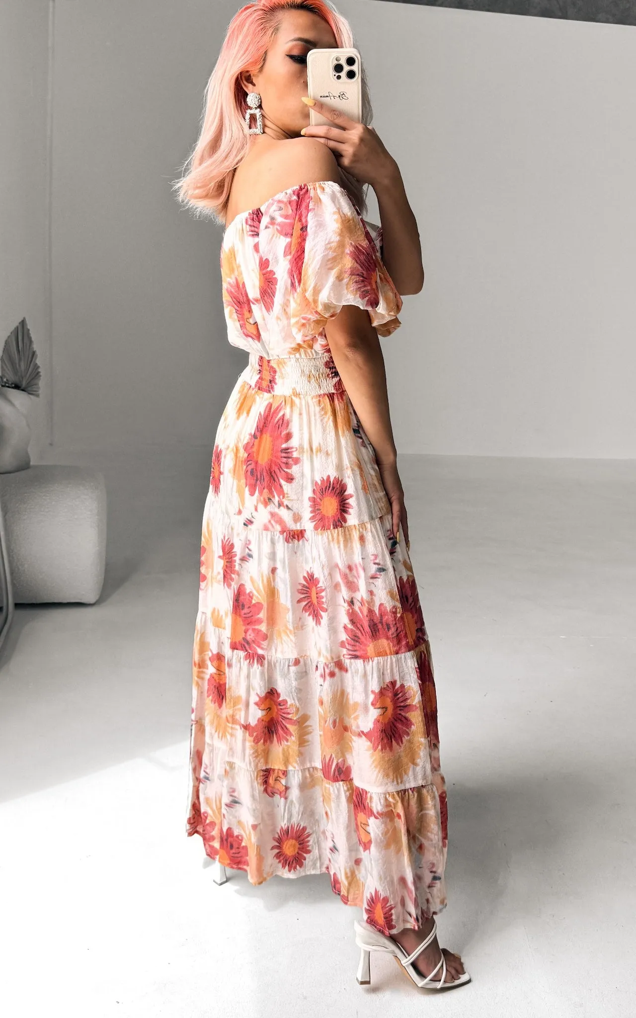 Gordana Maxi Dress - Beige Rust Floral