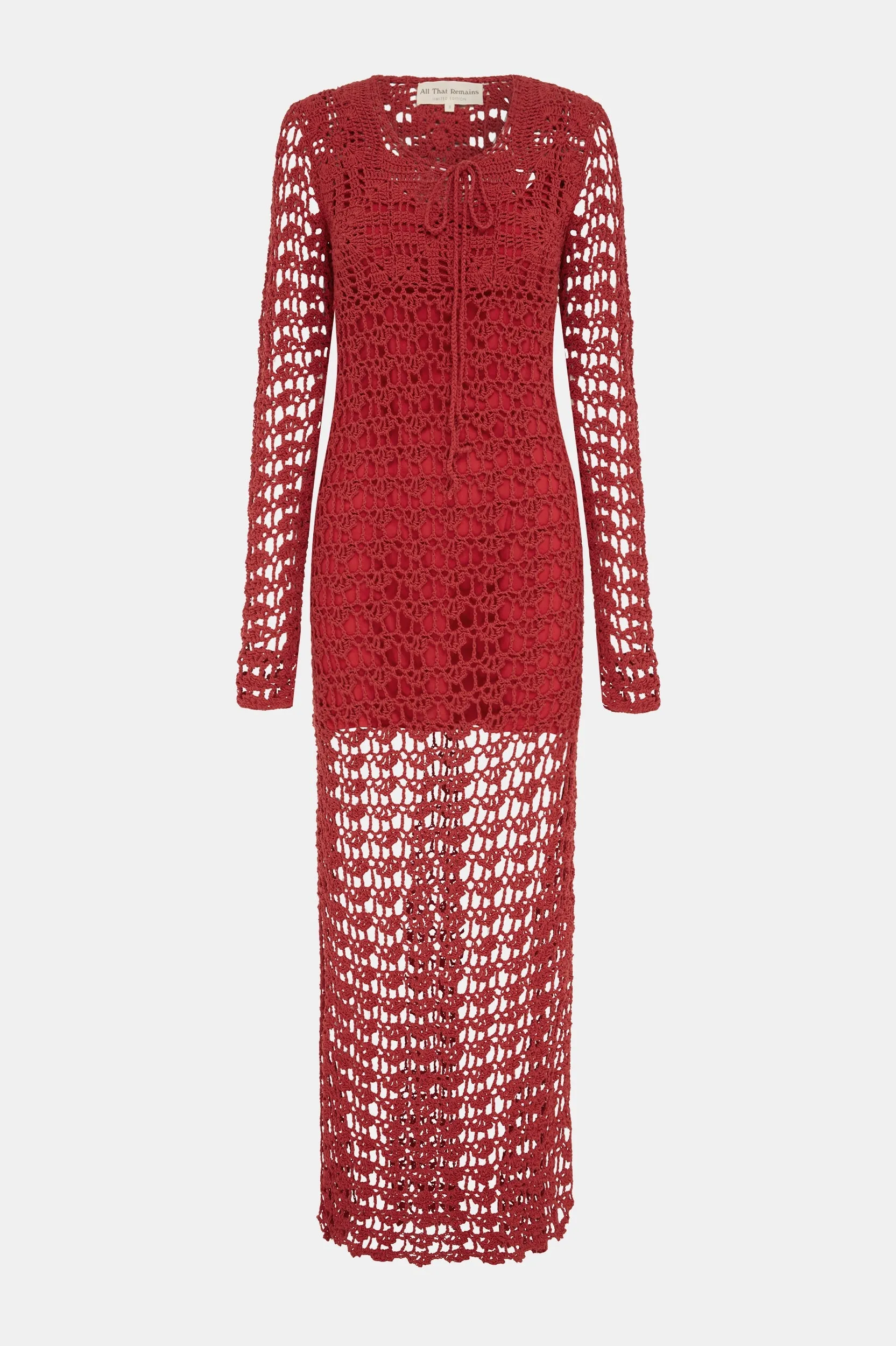 Grace Cotton Crochet Dress in Red