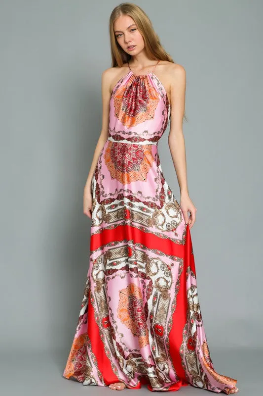 Halter Print Maxi Dress