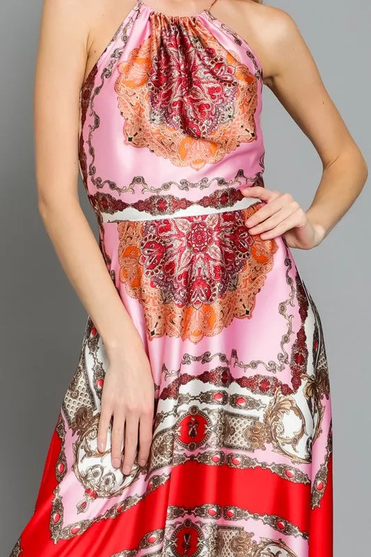 Halter Print Maxi Dress