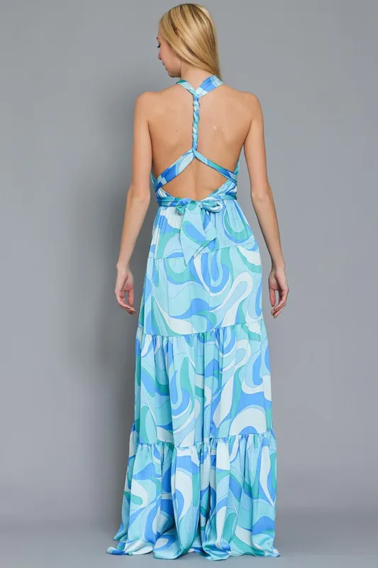 Halter Print Maxi Dress