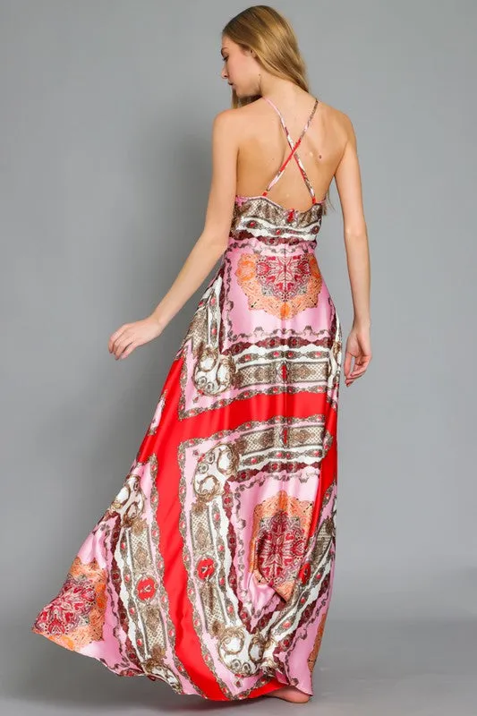 Halter Print Maxi Dress