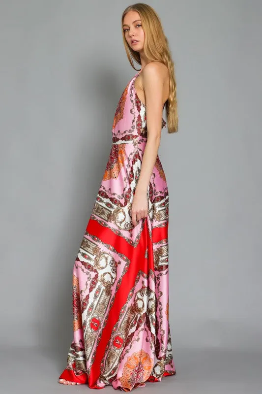 Halter Print Maxi Dress