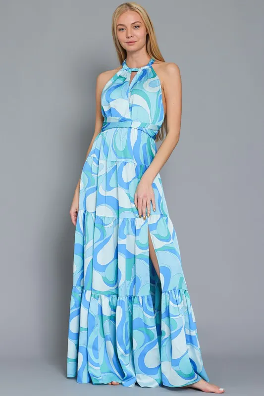 Halter Print Maxi Dress