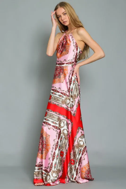 Halter Print Maxi Dress