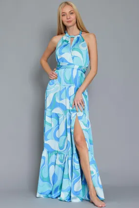 Halter Print Maxi Dress