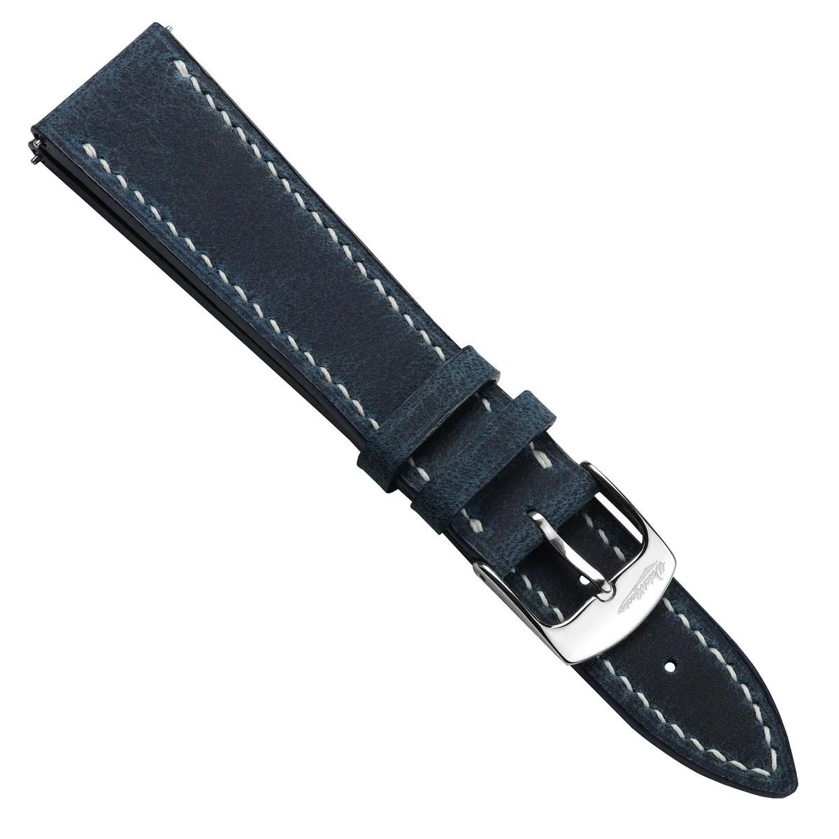 Hand Stitched Crazy Horse Leather Watch Strap - Peacock Blue