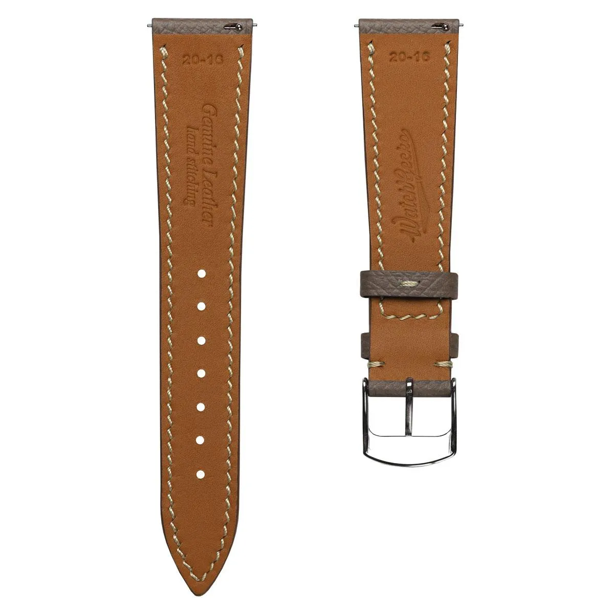 Hanley Textured Epsom Leather Watch Strap - Taupe