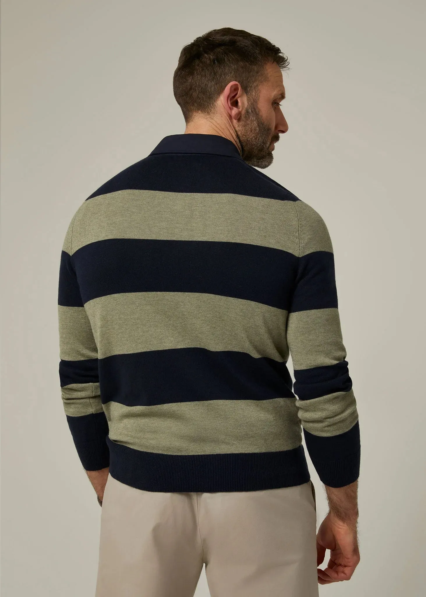 Harpford Sage/Navy Stripe Rugby Shirt