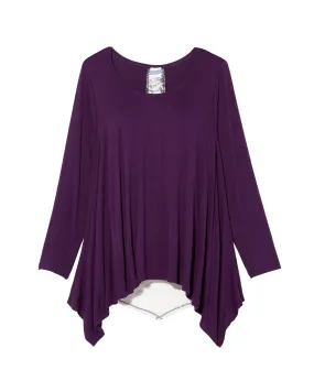 Hayden Lace Back Long Sleeve Tee | Purple