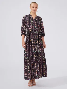 Hayley Menzies Esmeralda Maxi Shirt Dress Black Multi