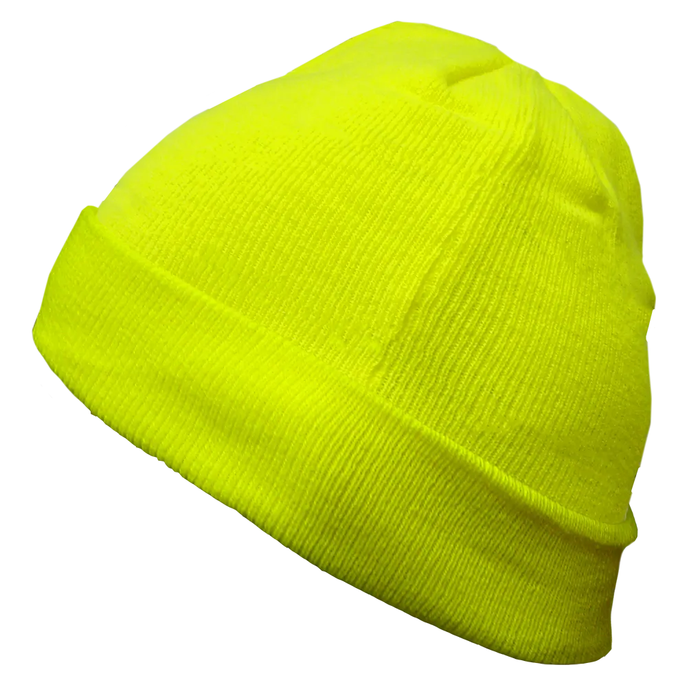 Hi Vis Lime Cuffed Knit Cap