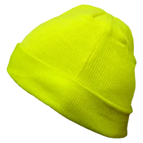 Hi Vis Lime Cuffed Knit Cap