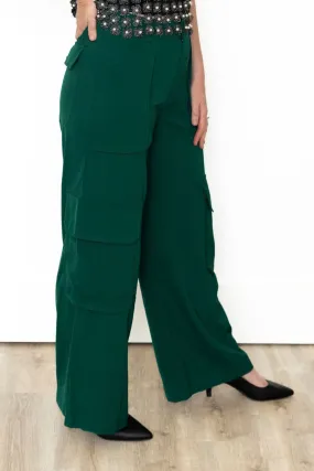 High Waist Cargo Pants - Hunter Green