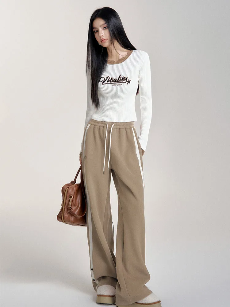 High-Waisted Casual Sports Wide-Leg Pants