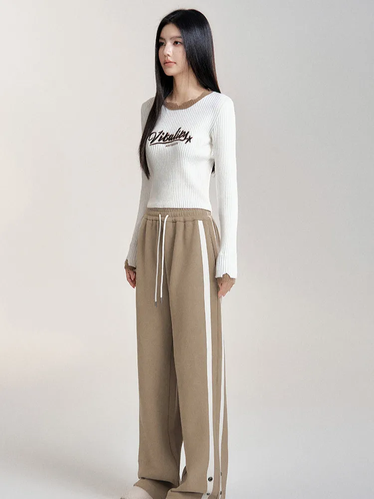 High-Waisted Casual Sports Wide-Leg Pants