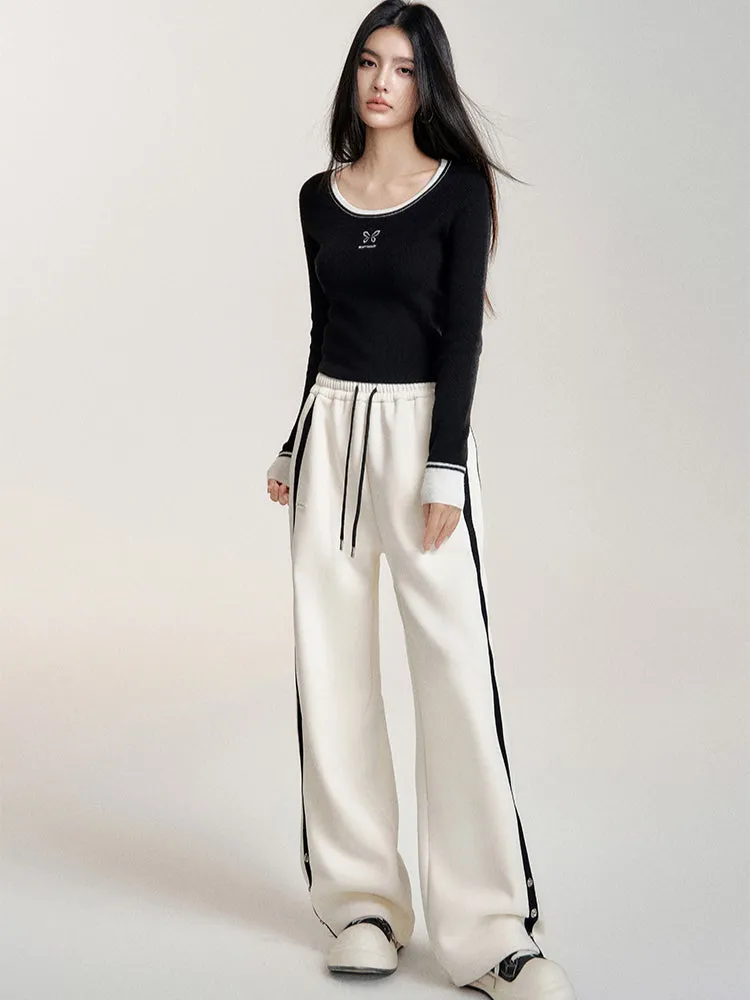 High-Waisted Casual Sports Wide-Leg Pants