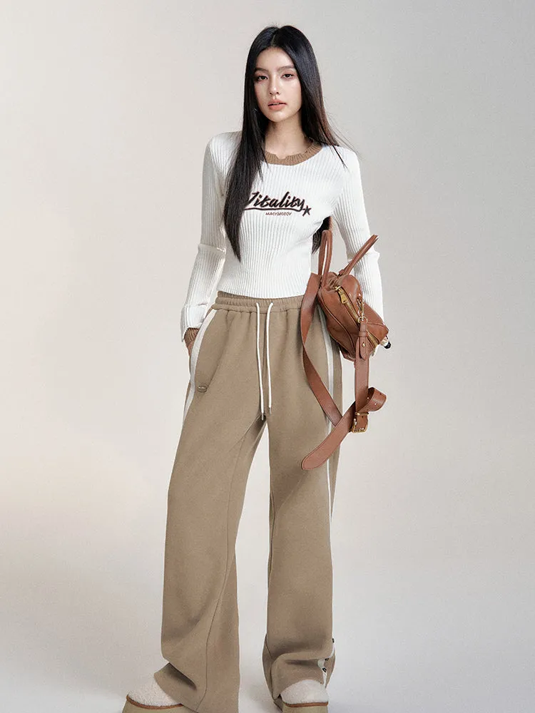 High-Waisted Casual Sports Wide-Leg Pants