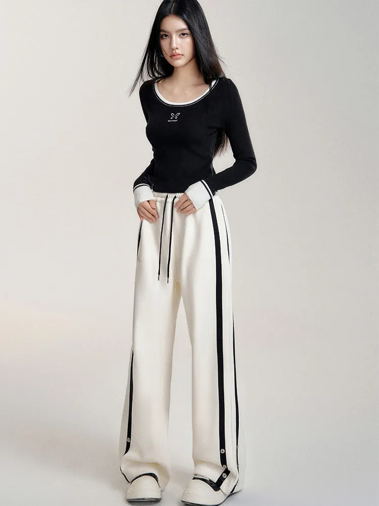 High-Waisted Casual Sports Wide-Leg Pants