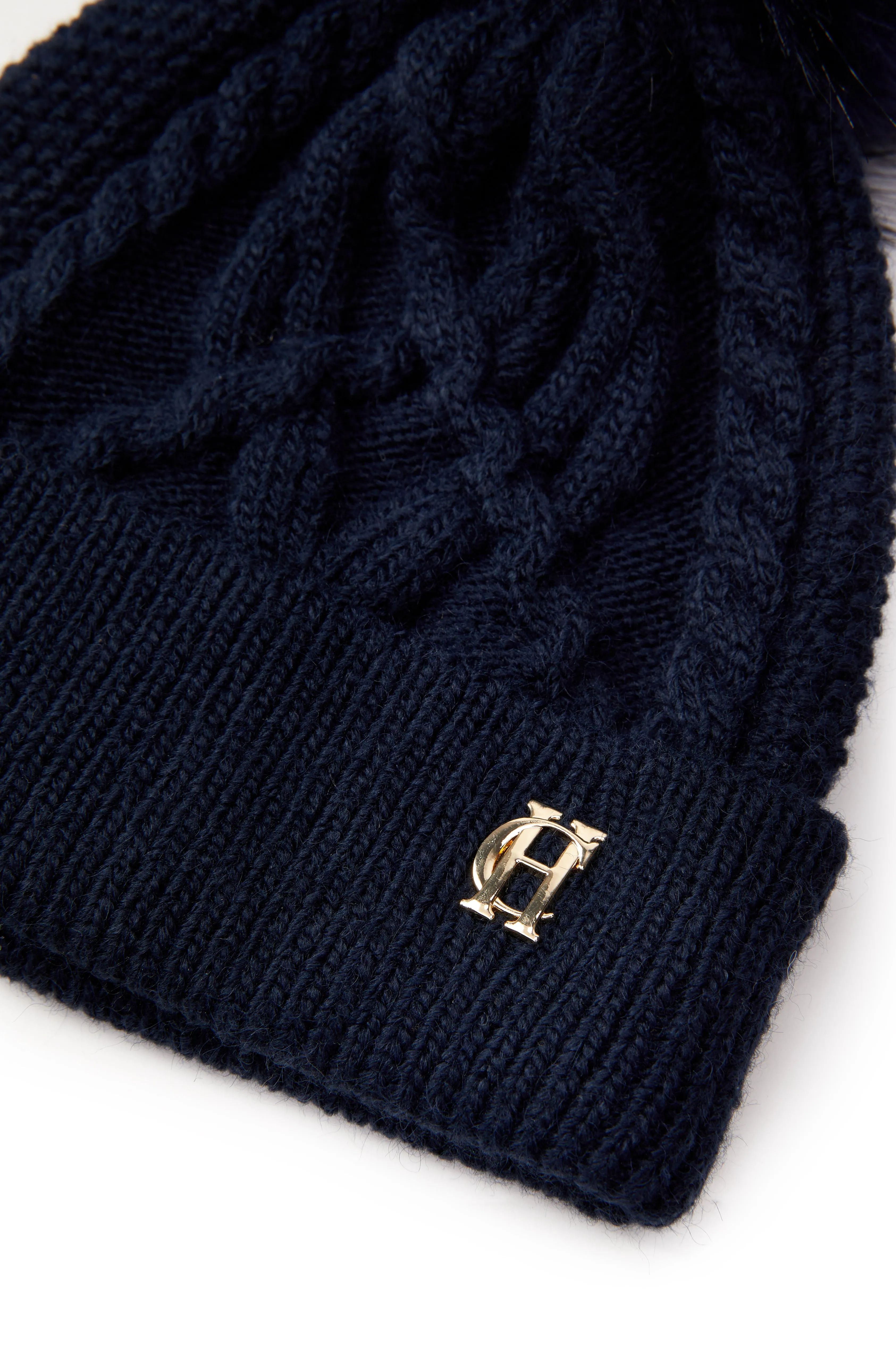 Holland Cooper Cortina Ladies Bobble Hat in Ink Navy