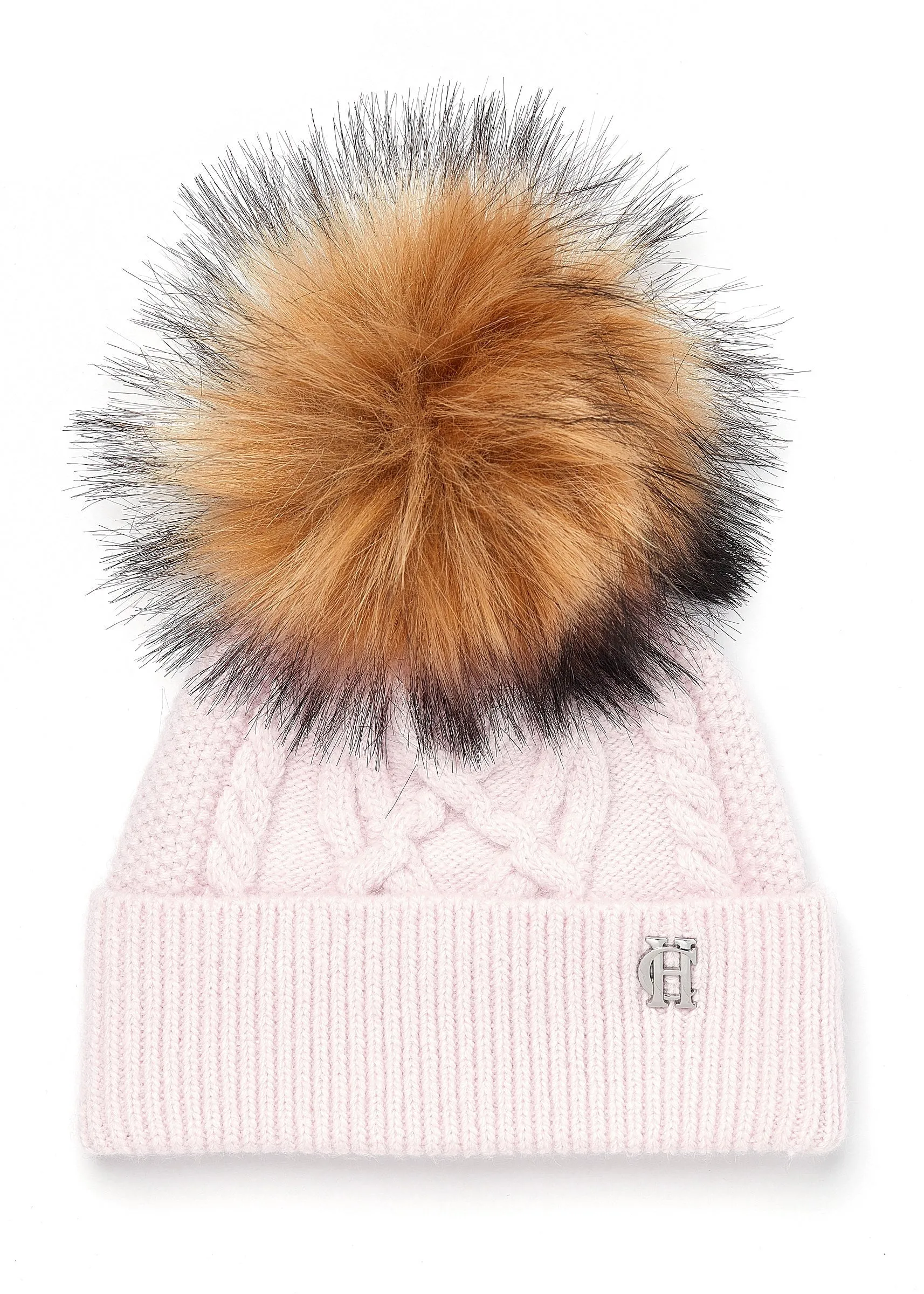 Holland Cooper Cortina Ladies Bobble Hat in Soft Pink