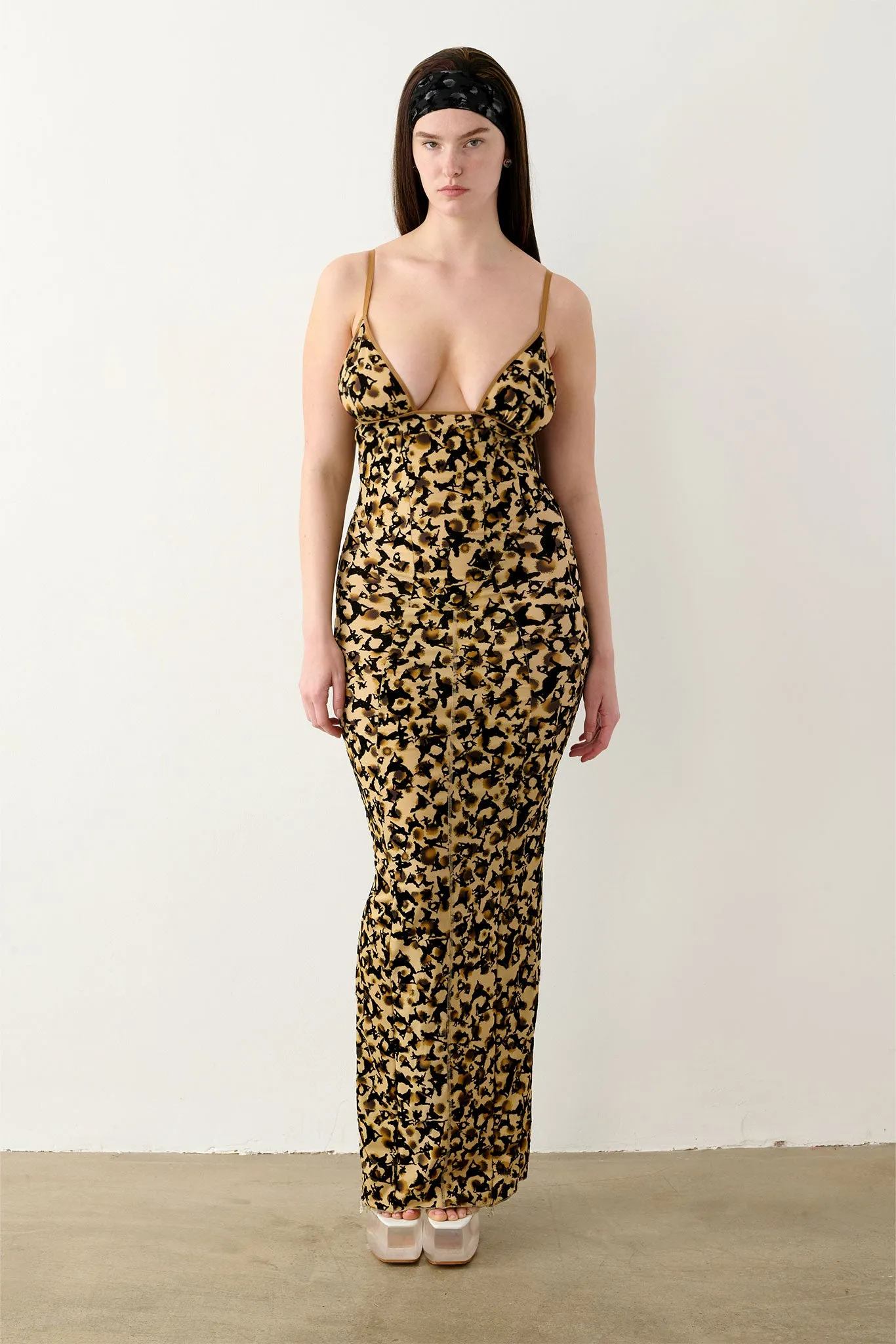 Hun Dress Beige Leopard Print