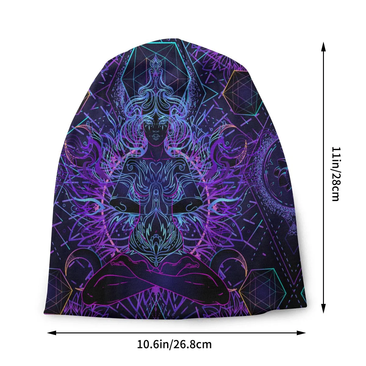 India Mandala Zen Buddha Bonnet Hat Mandala Psychedelic Knit Hat Goth Autumn Winter Skullies Beanies Hats Unisex Adult Warm Caps