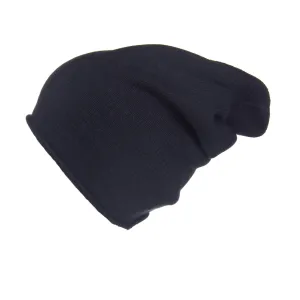 Jersey Roll Slouchy Black Cashmere Hat