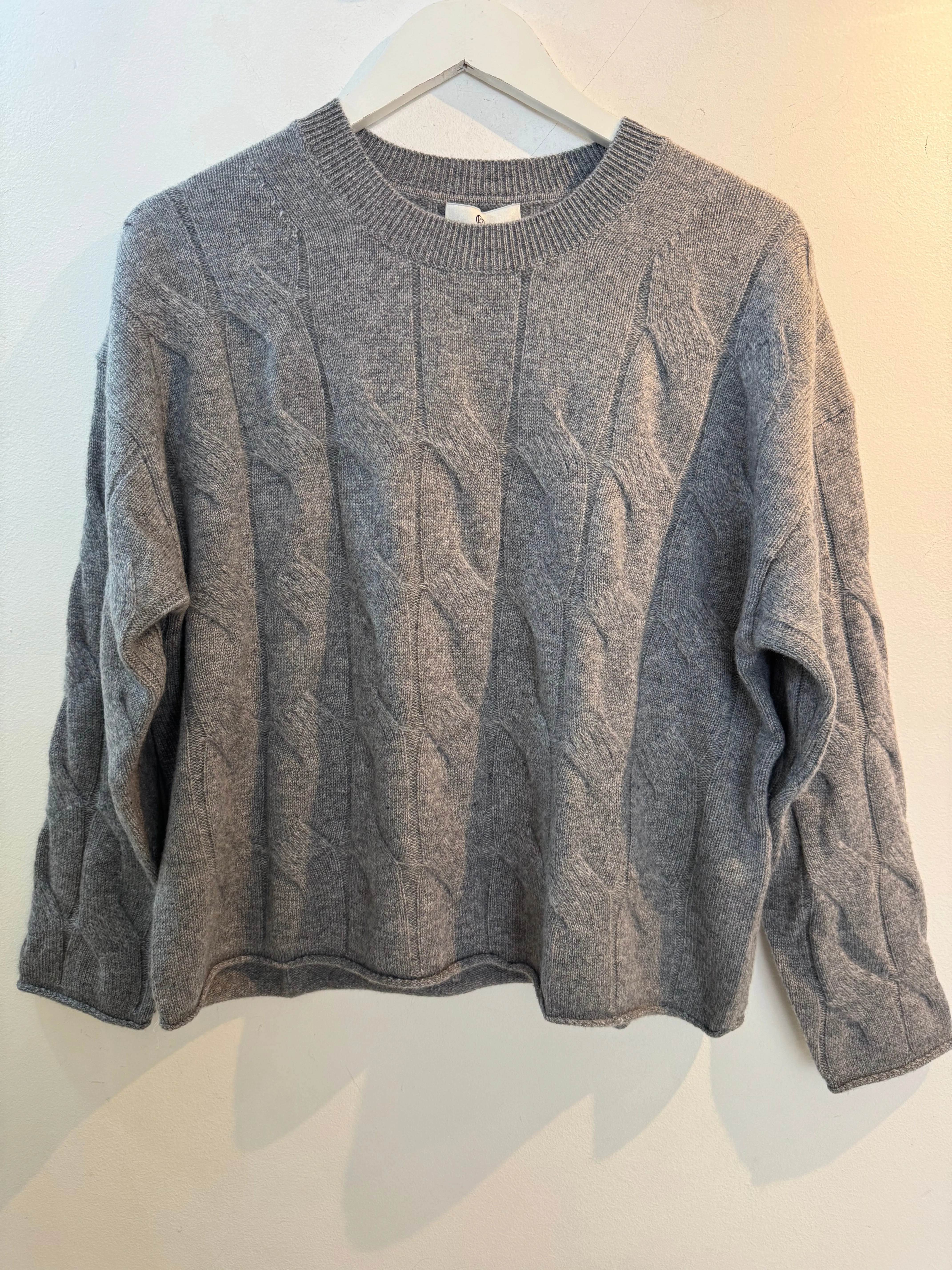 Kashette Flannel Grey Shirley Cable Sweater