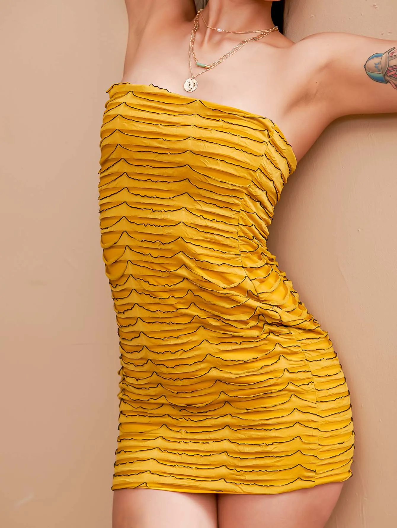 KittenAlarm - Textured Bodycon Tube Dress