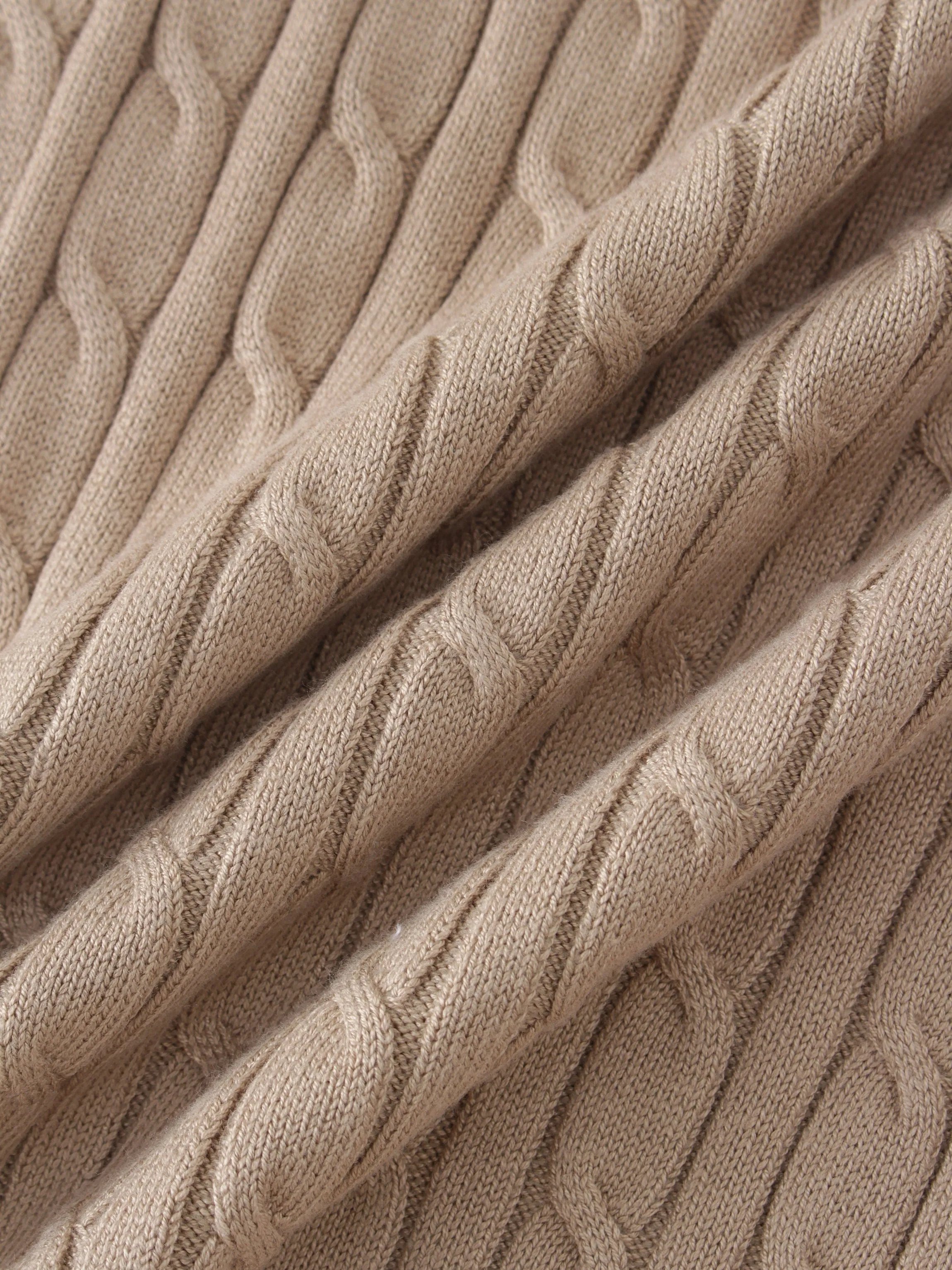 Knit Cable Sweater-Tan