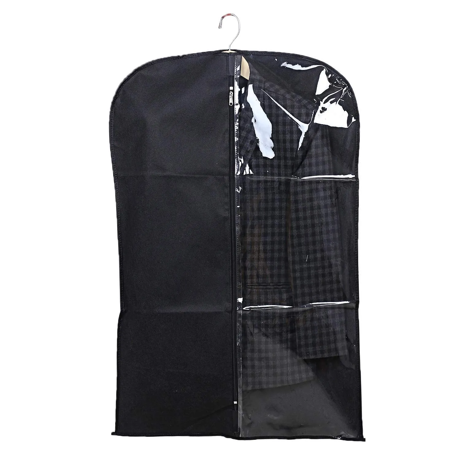 Kuber Industries 8 Pieces Half Transparent Non Woven Men's Coat Blazer Suit Cover (Grey & Black) -CTKTC41574