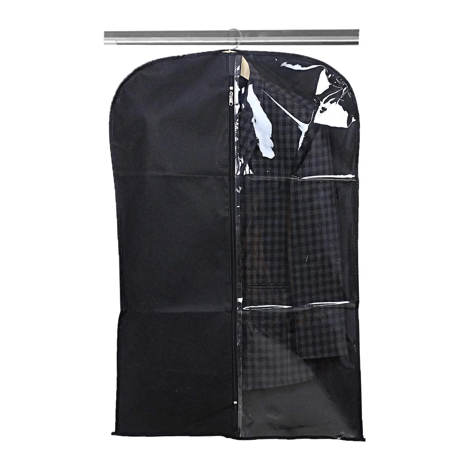 Kuber Industries 8 Pieces Half Transparent Non Woven Men's Coat Blazer Suit Cover (Grey & Black) -CTKTC41574